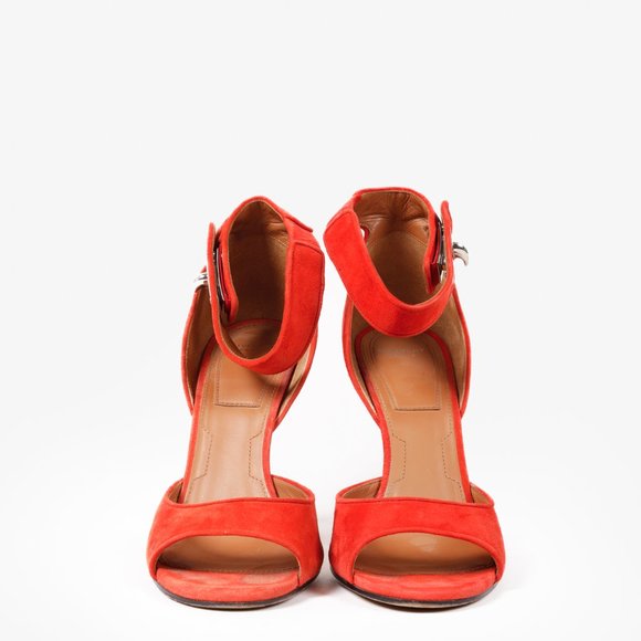 Givenchy Red Suede Shark Sandals - Picture 2 of 10